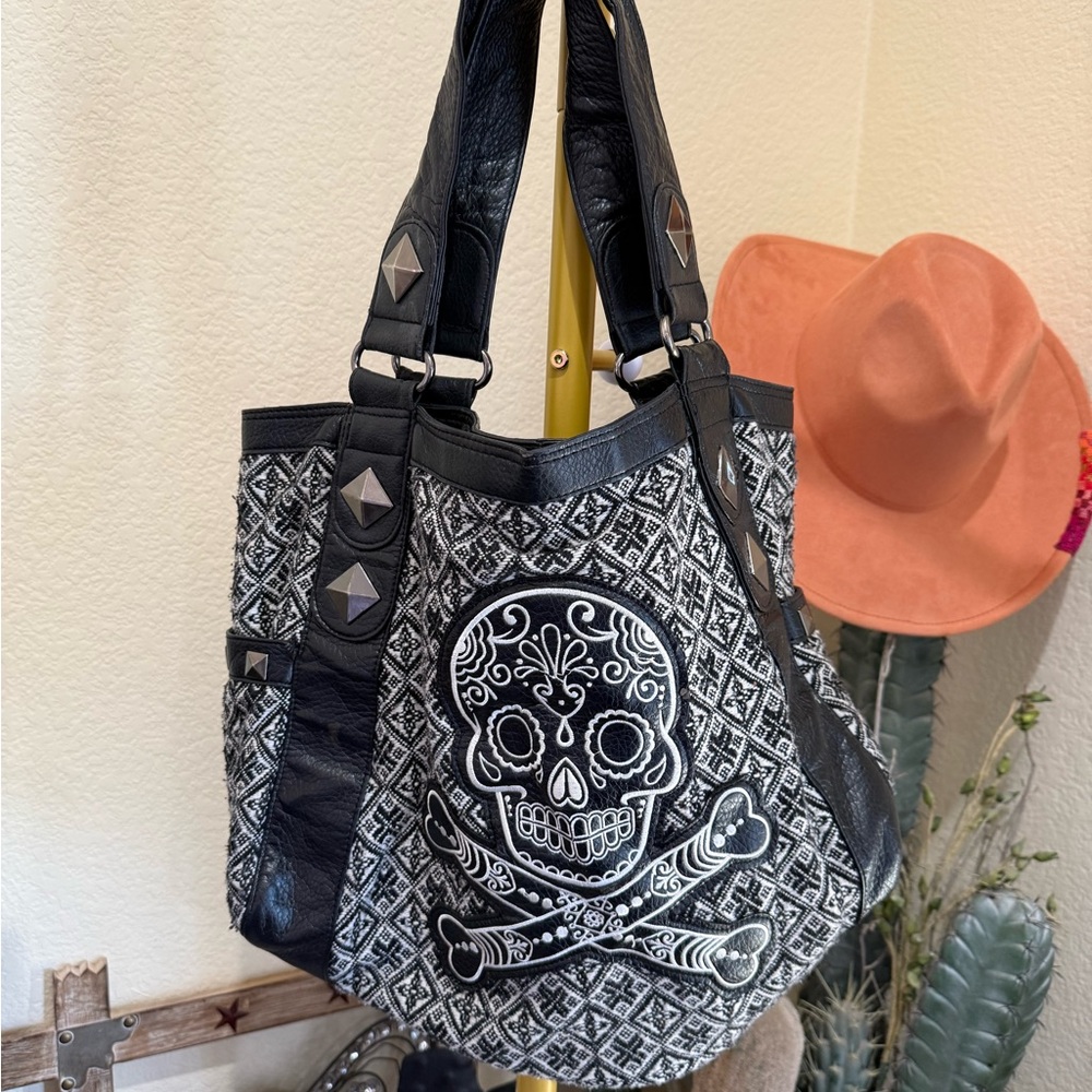 Vintage Loungefly tote bag tapestry and skull